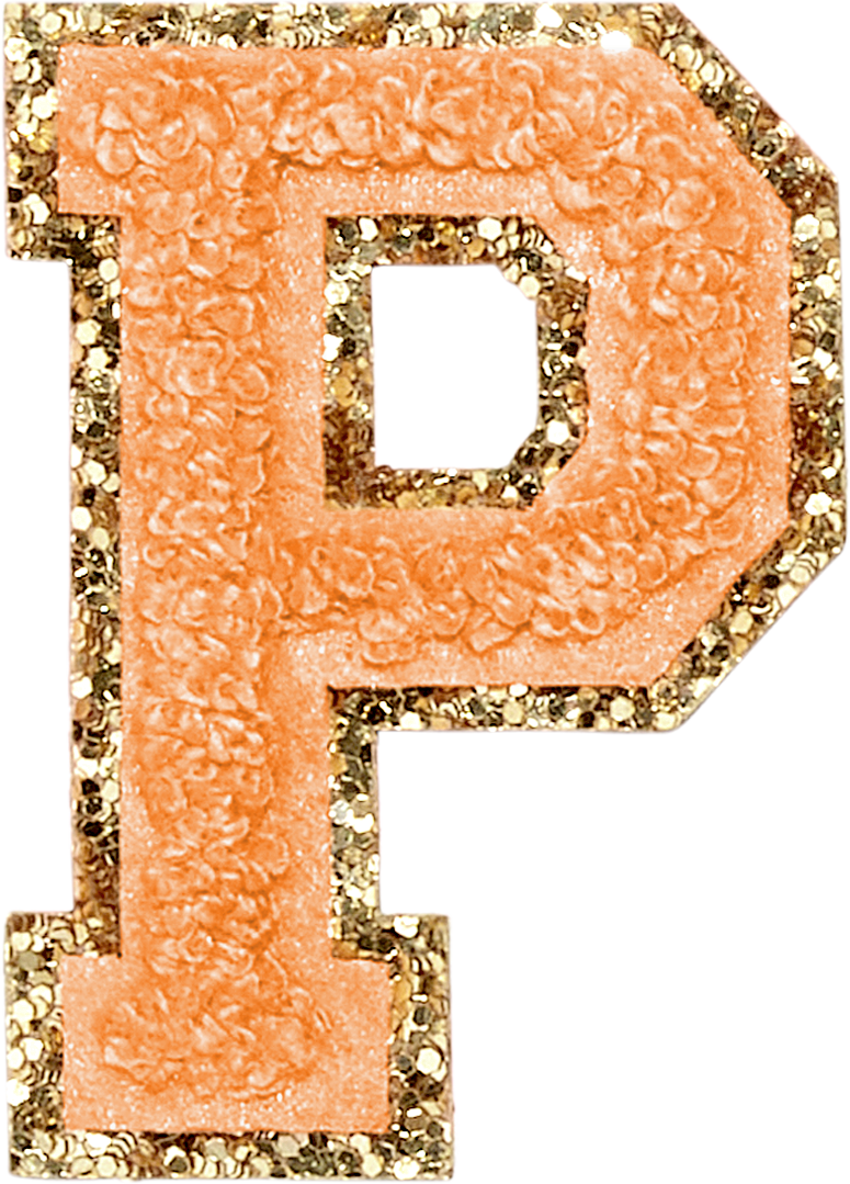 Peach Glitter Varsity Letter Patches | Stoney Clover Lane Patches