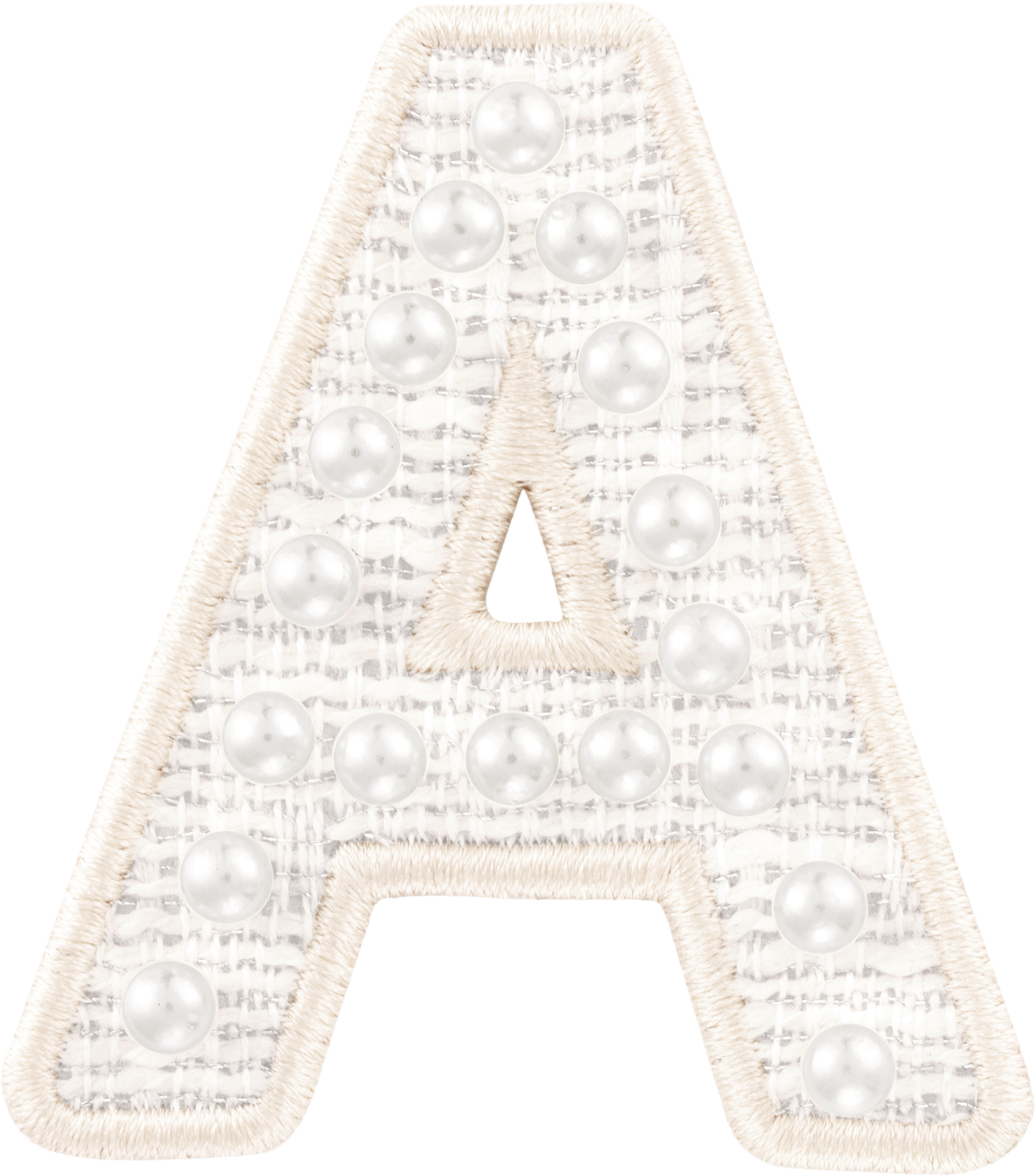 White Letters Patch Applique, Iron Letters Pearls