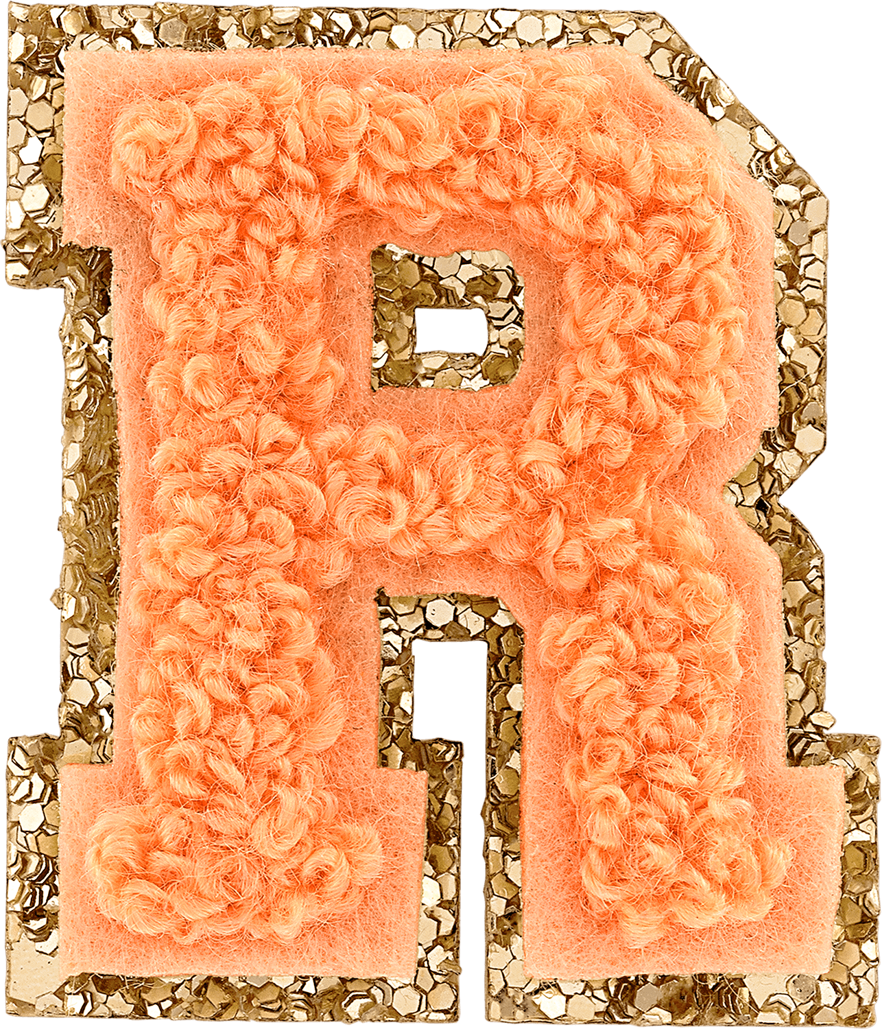 Peach Mini Glitter Varsity Letter Patch