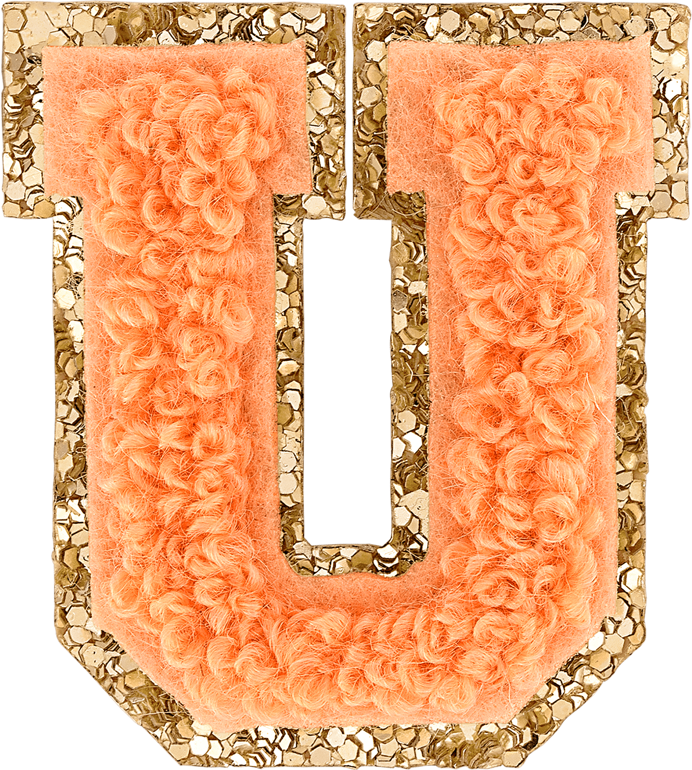 Peach Mini Glitter Varsity Letter Patch