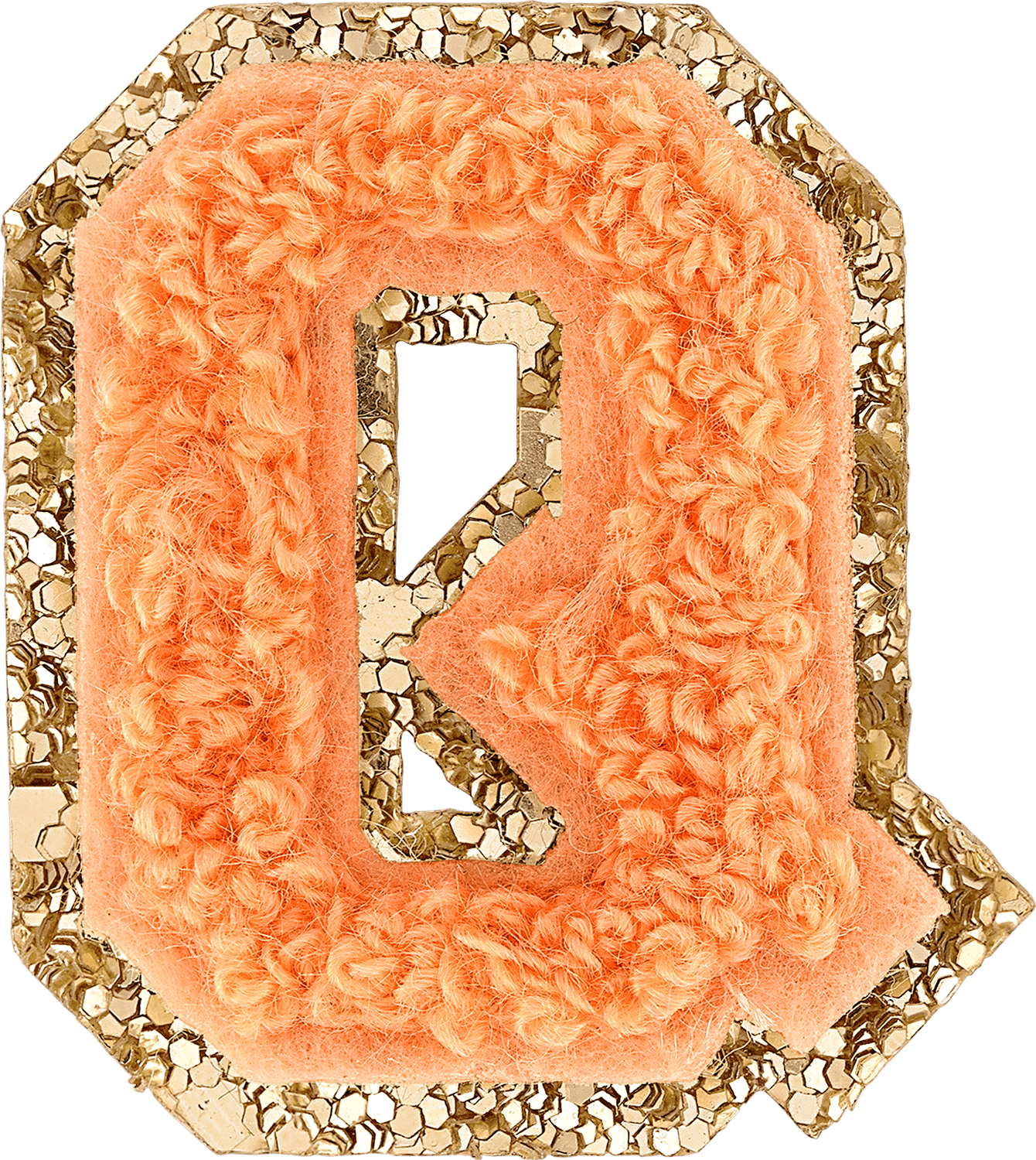 Peach Mini Glitter Varsity Letter Patch