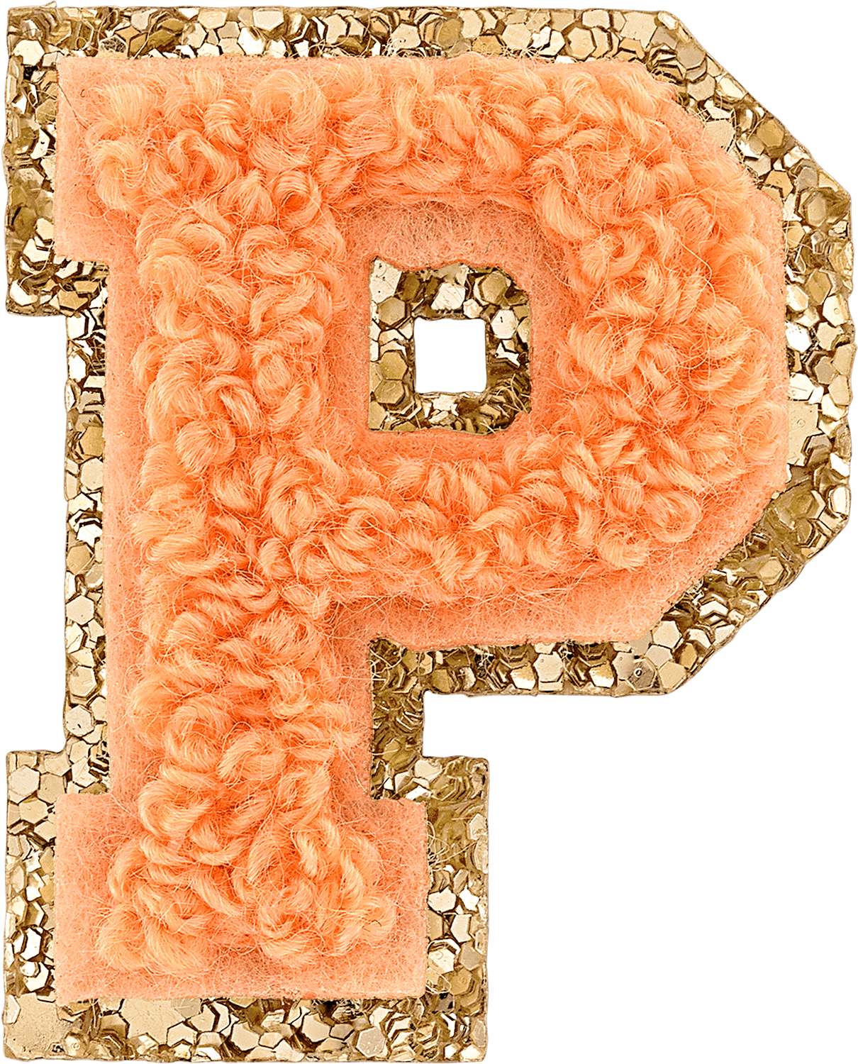 Peach Mini Glitter Varsity Letter Patch