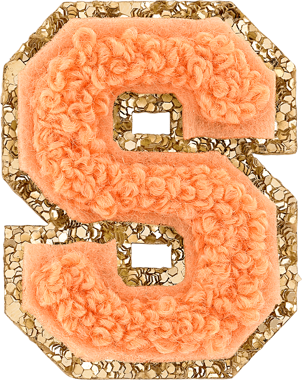 Peach Mini Glitter Varsity Letter Patch