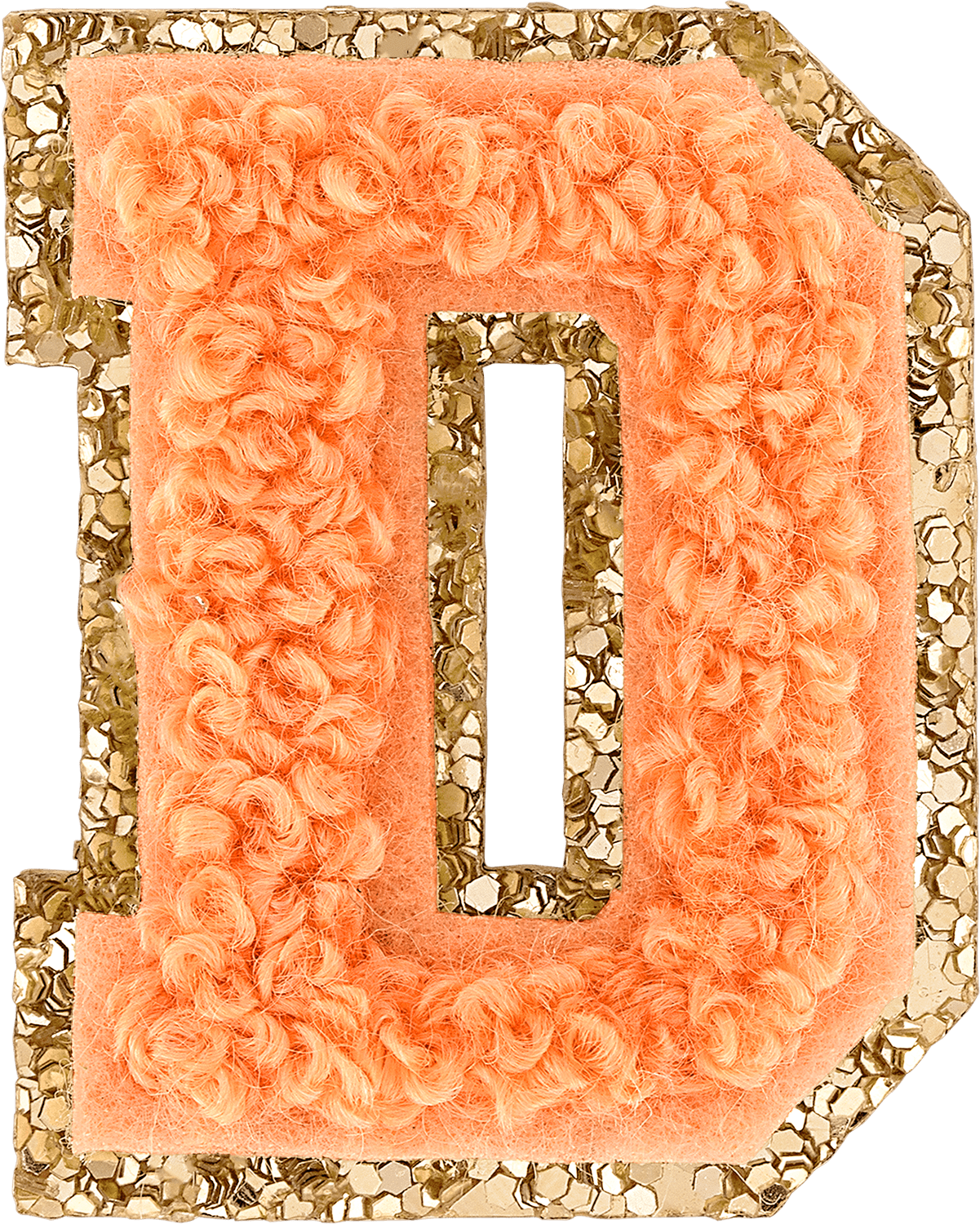 Peach Mini Glitter Varsity Letter Patch