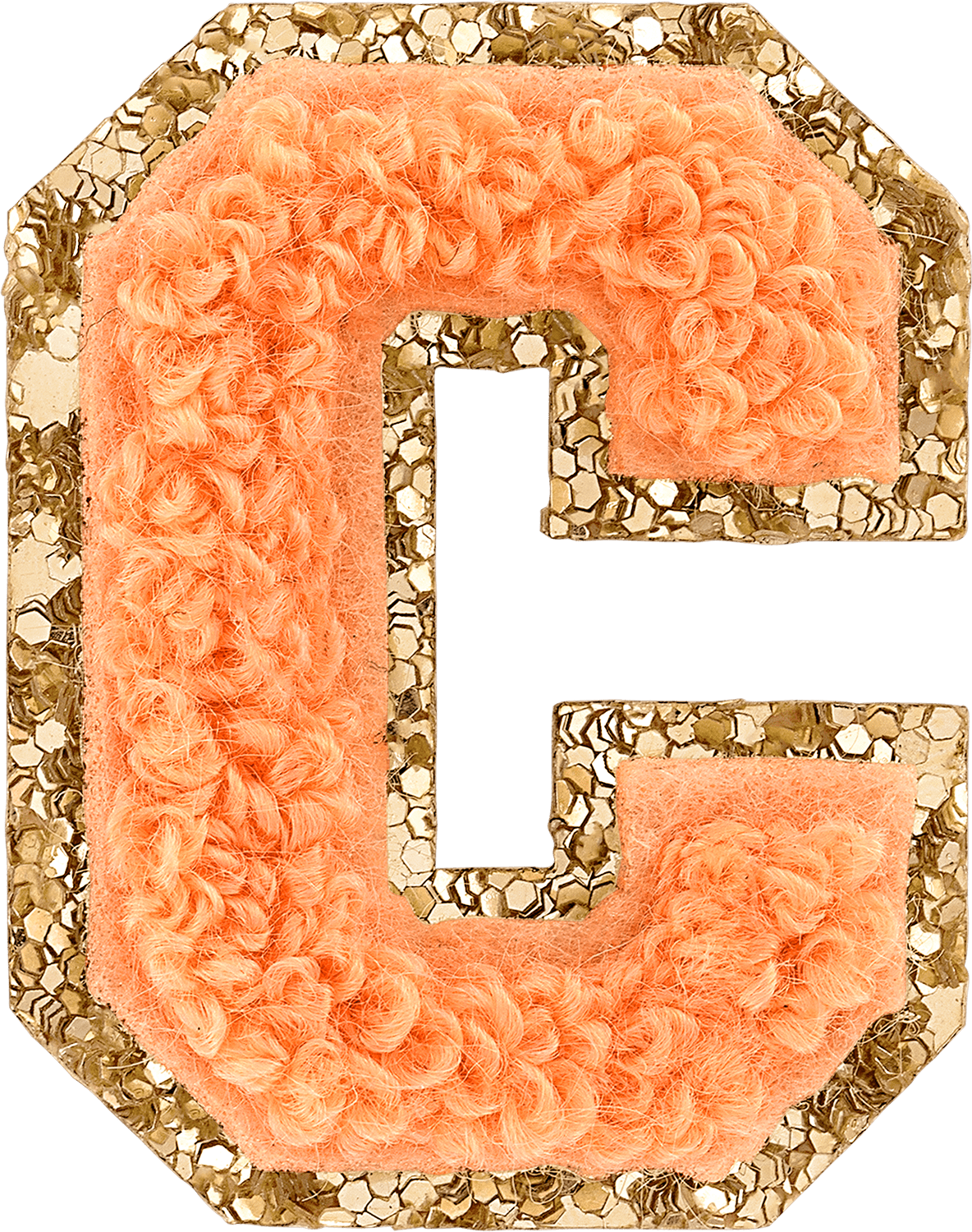 Peach Mini Glitter Varsity Letter Patch