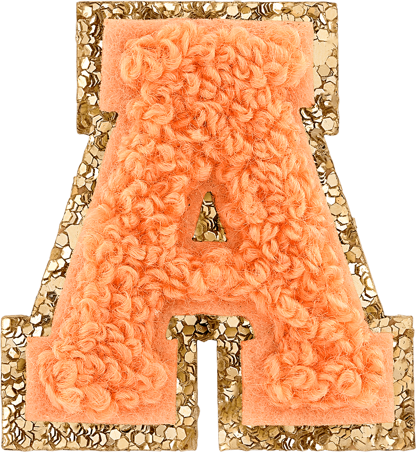 Peach Mini Glitter Varsity Letter Patch