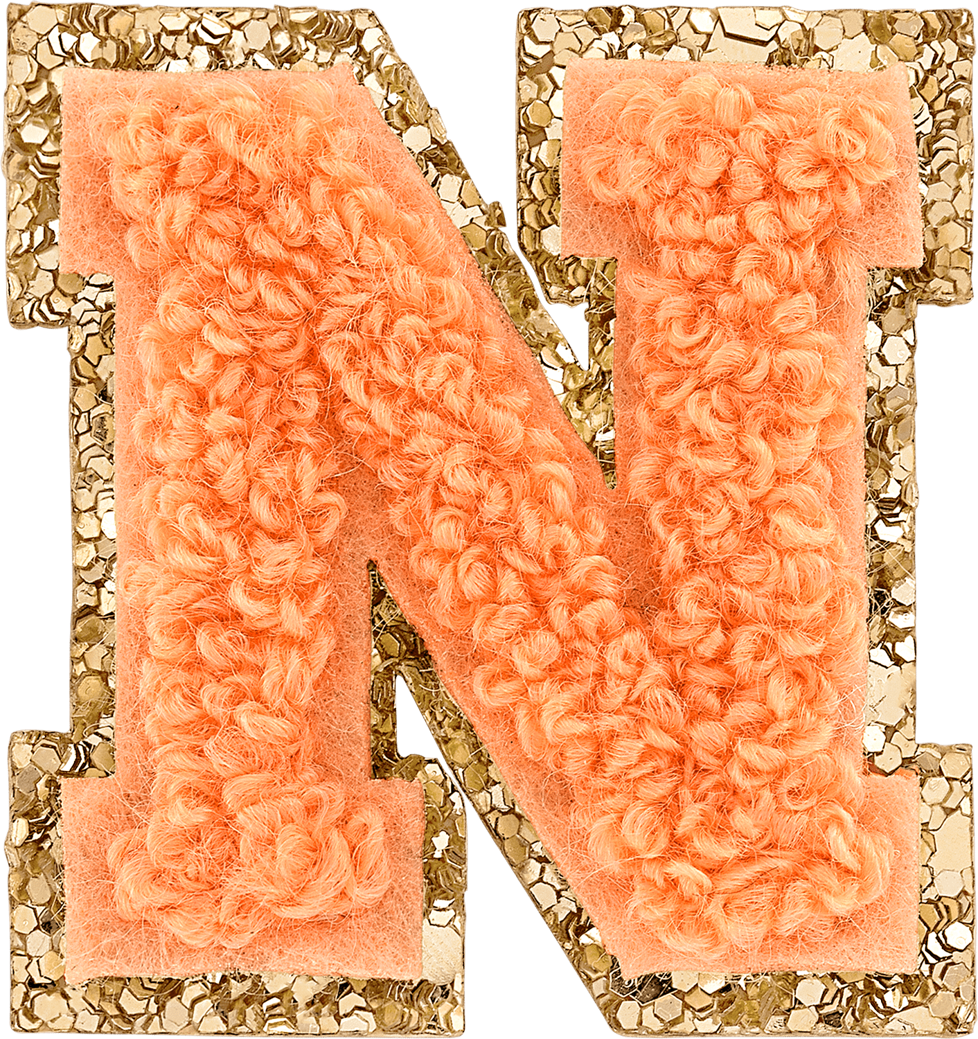 Peach Mini Glitter Varsity Letter Patch