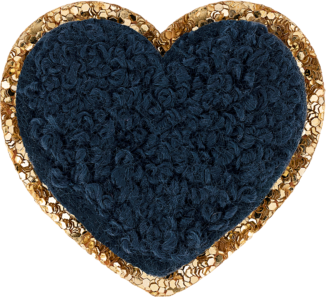 Sapphire Mini Glitter Varsity Heart Patch