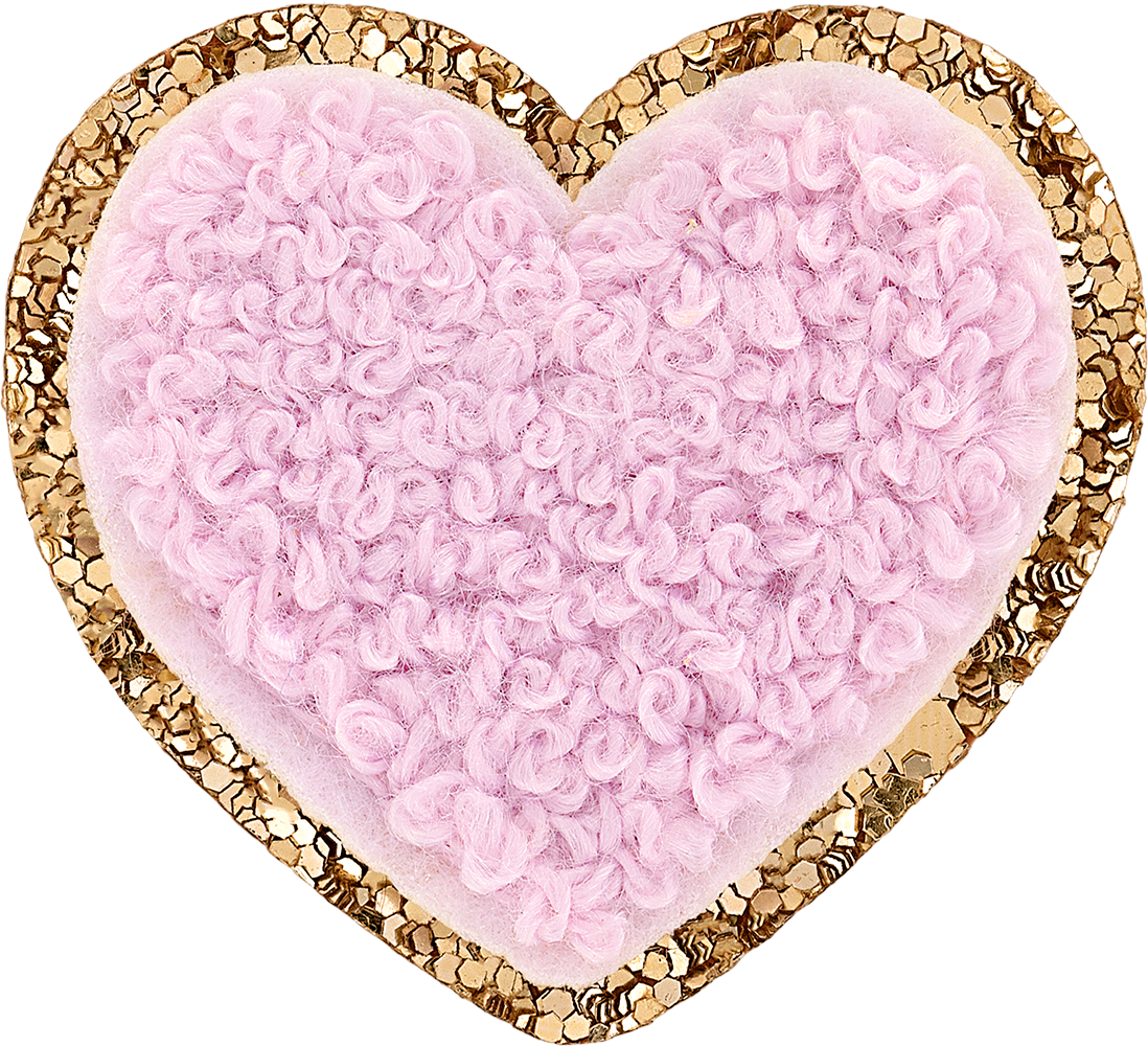 Lilac Mini Glitter Varsity Heart Patch