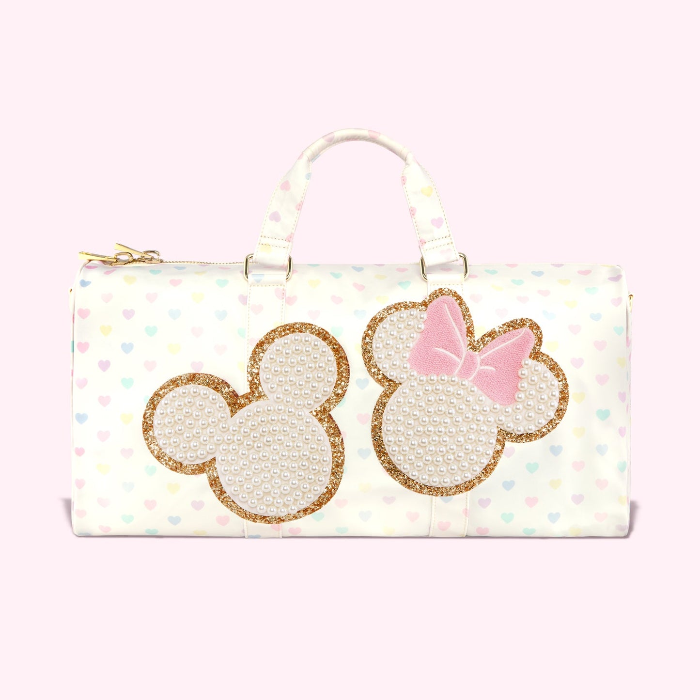 Mickey & Minnie Pastel Hearts Nylon Duffle Bag