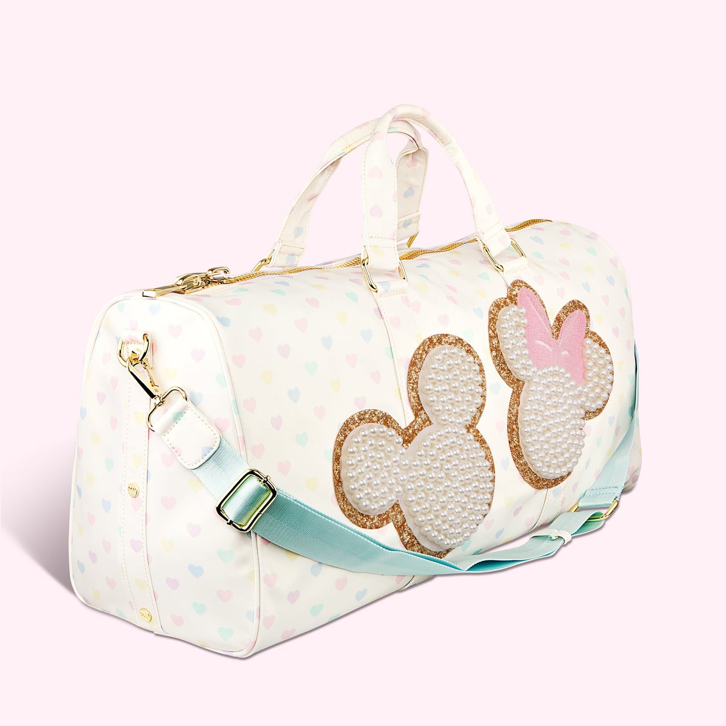 Mickey & Minnie Pastel Hearts Nylon Duffle Bag