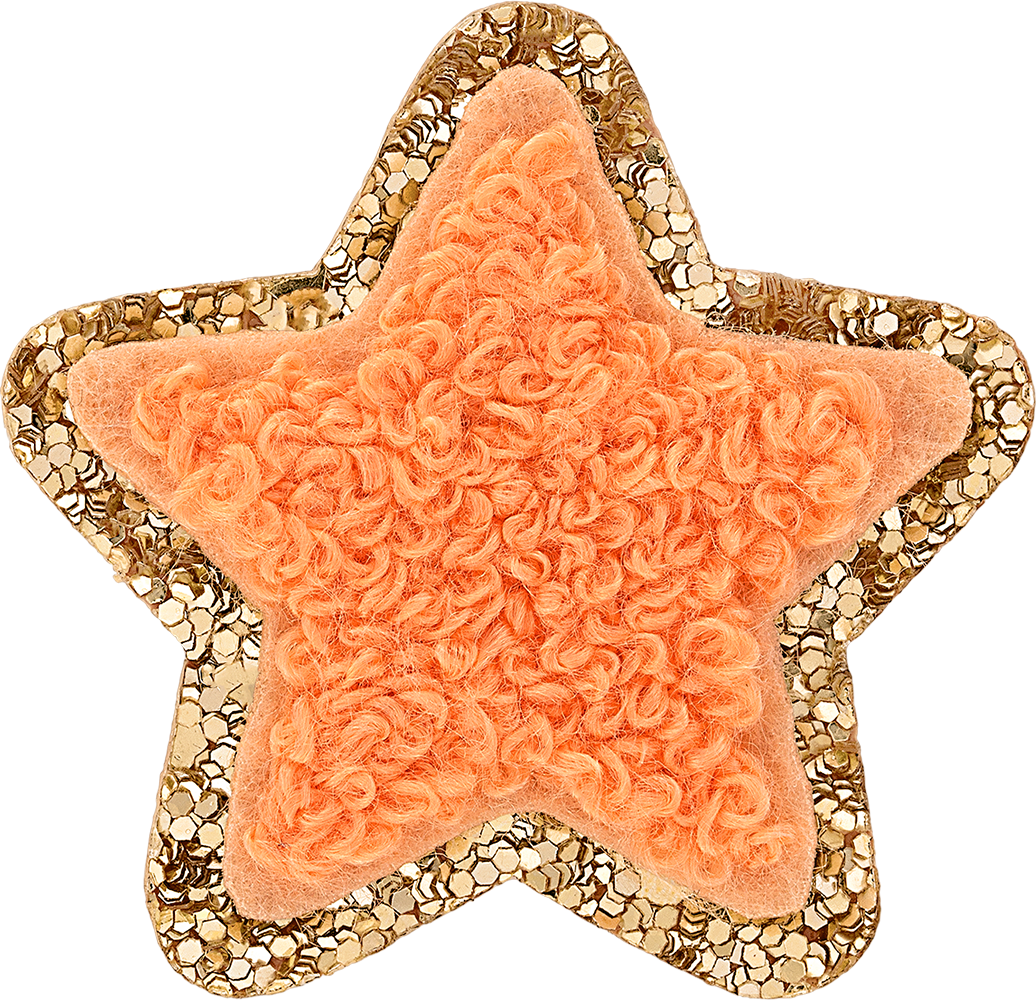 Peach Mini Glitter Varsity Star Patch