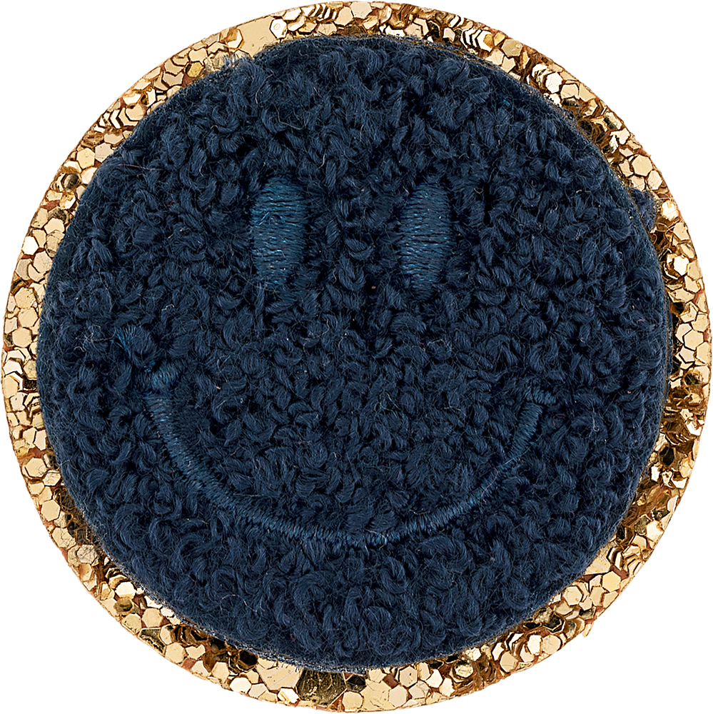 Sapphire Mini Glitter Varsity Smiley Face Patch