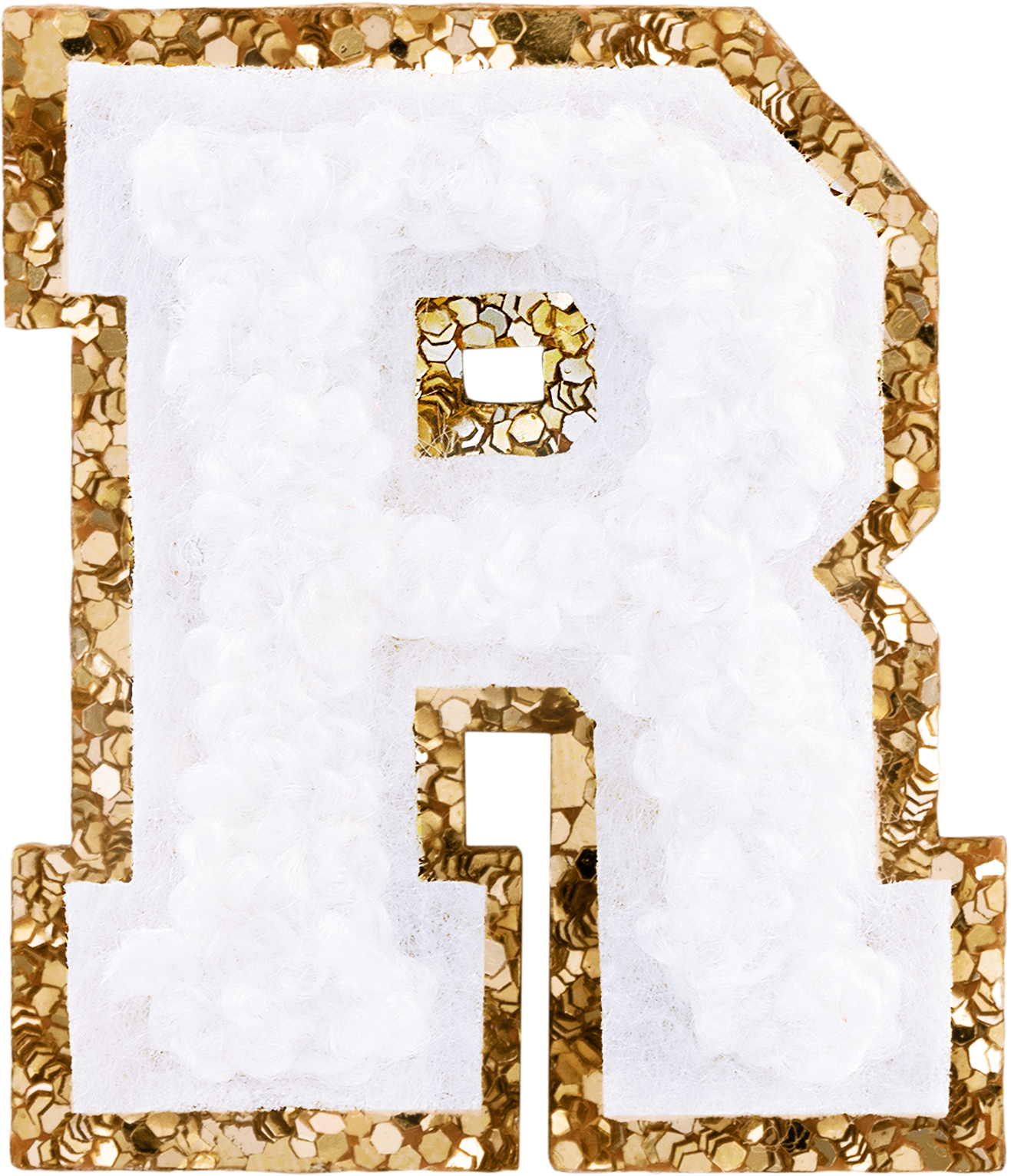 Blanc Mini Glitter Varsity Letter Patch