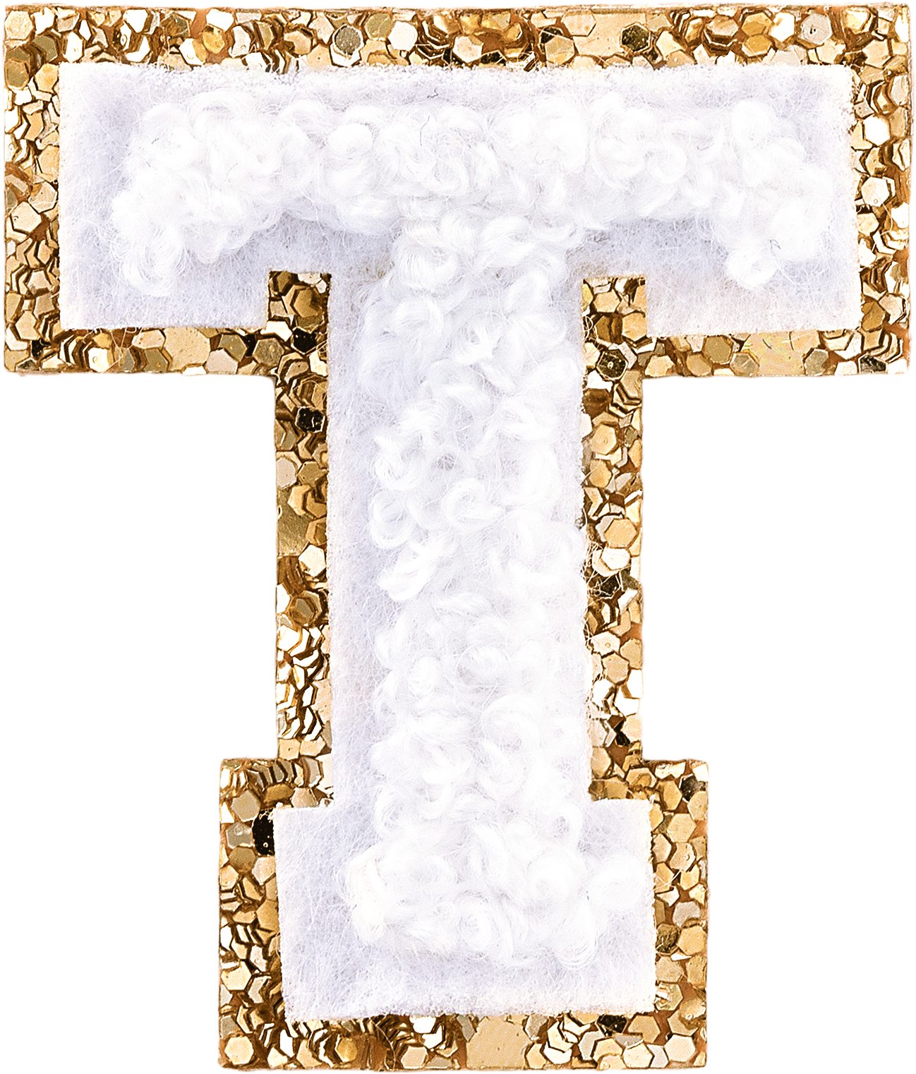 Blanc Mini Glitter Varsity Letter Patch