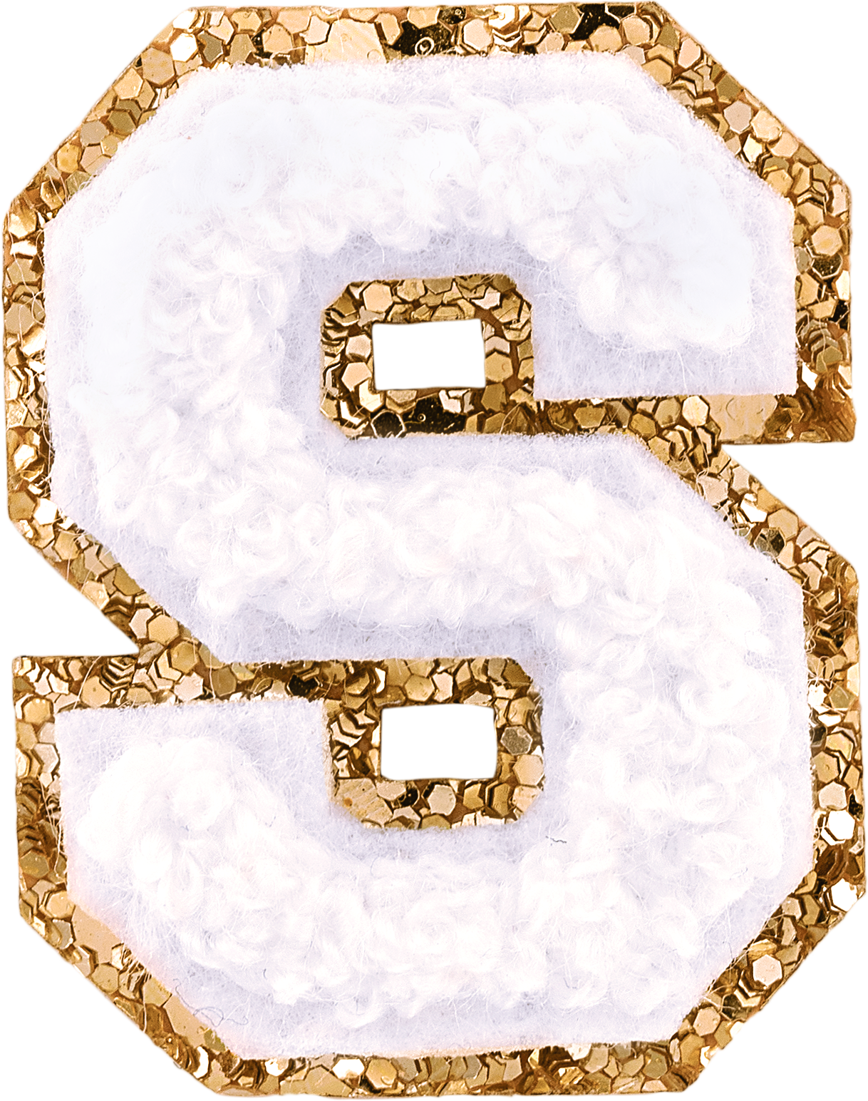 Blanc Mini Glitter Varsity Letter Patch