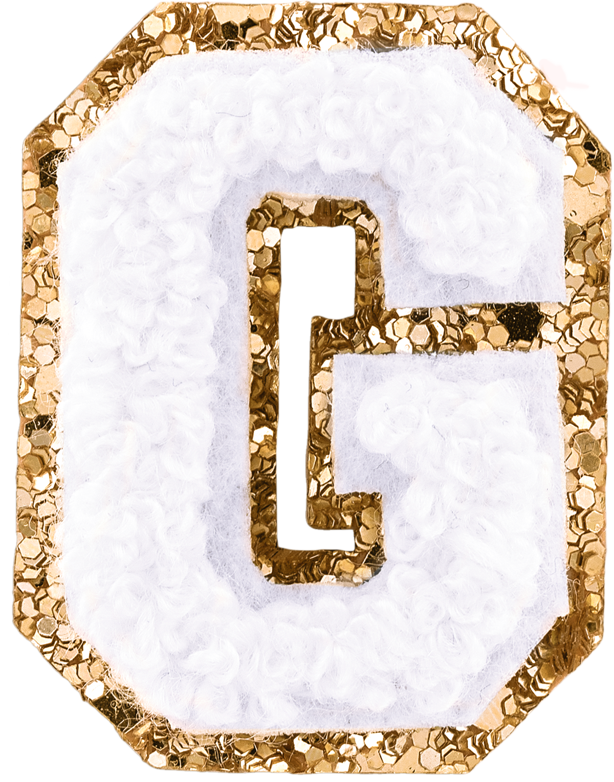 Blanc Mini Glitter Varsity Letter Patch