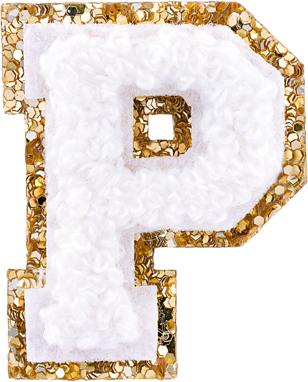 Blanc Mini Glitter Varsity Letter Patch